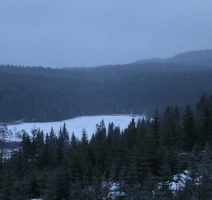 Hiking deep into Nordmarka - view over the valley