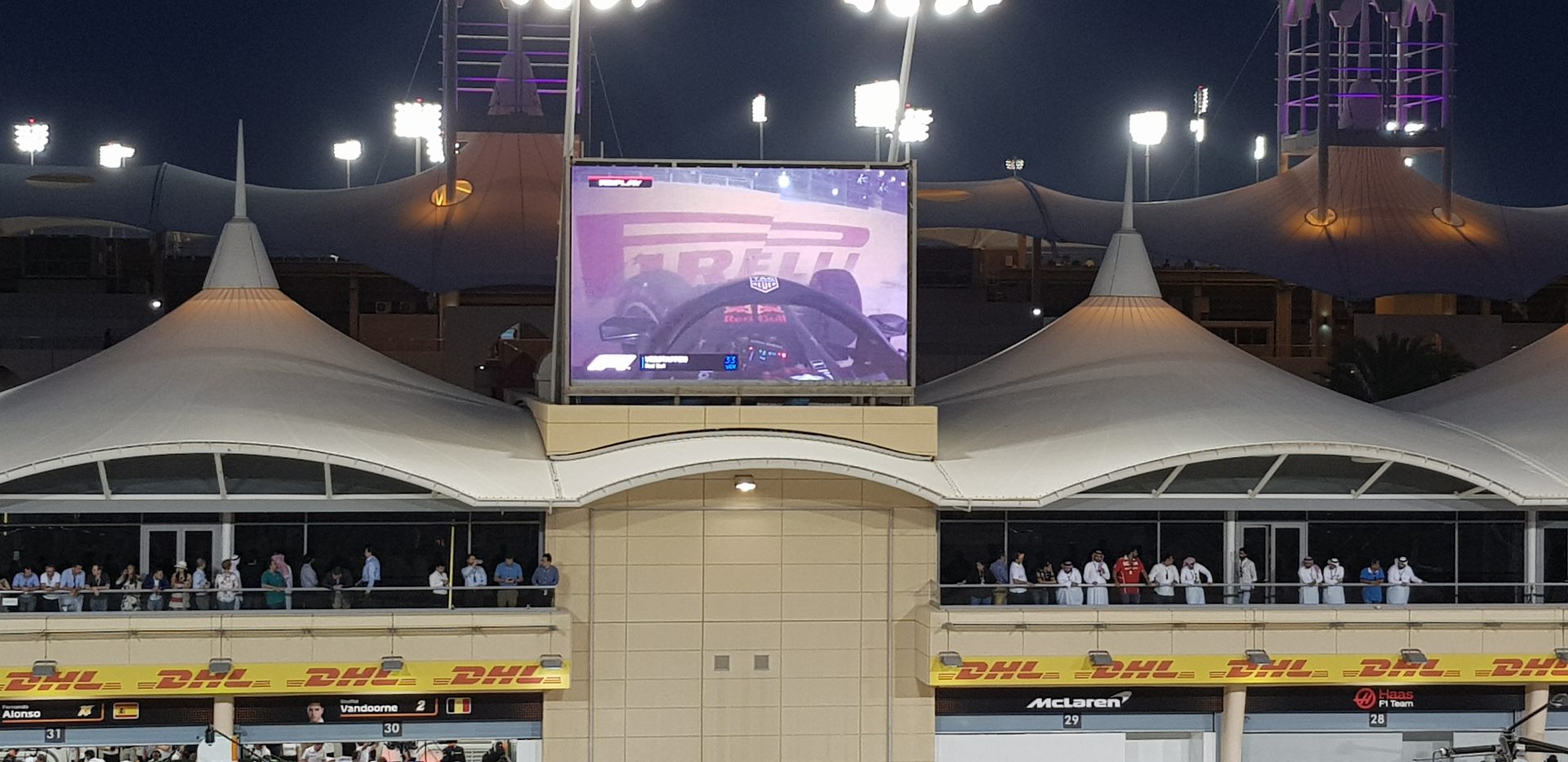 Video screens at the Formula 1 Grand Prix of Bahrain